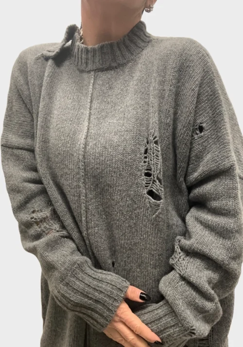 Maglione Lungo Oversize in Lana Grigia Laboratorio Made in Italy foto 1 Maglione Lungo Oversize in Lana Grigia Made in Italy