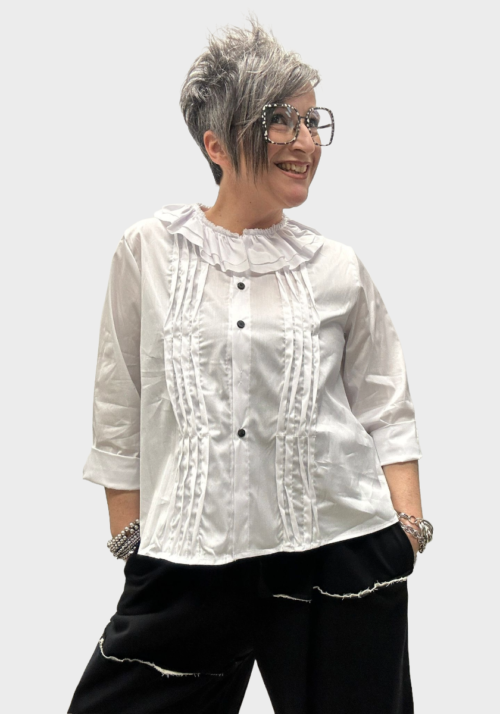 Camicia Design con Plissé e Collo Ruches Camicia Design con Plissé e Collo Ruches Foto 4