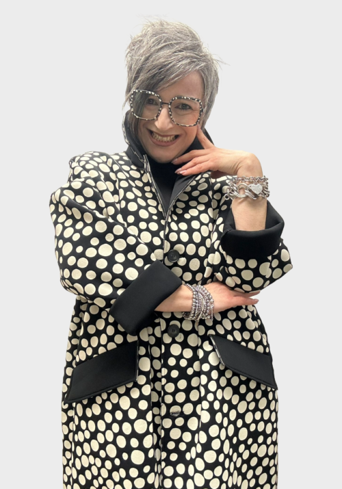 Cappotto Oversize Stampa Pois Geometrica Foto 3