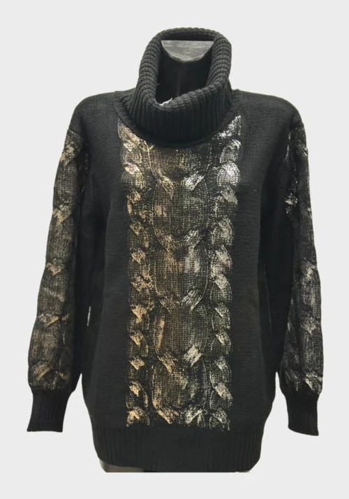 Maglione a Collo Alto con Treccia Glitterata Foto 3