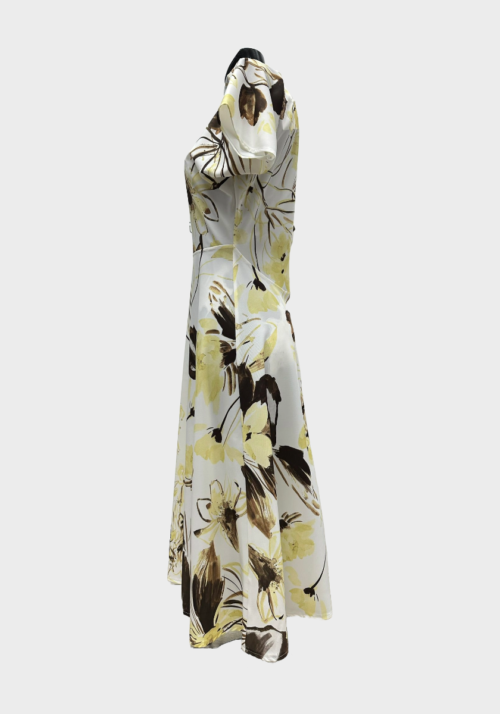 Abito midi fantasia floreale Giallo tenue e Marrone Foto 5