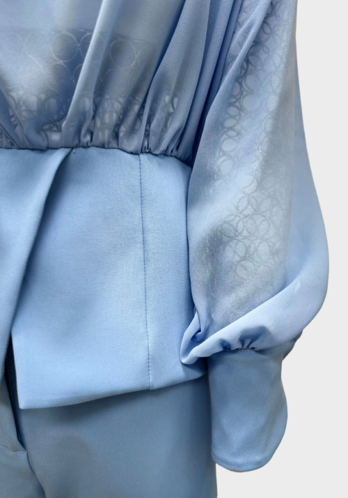 Blusa con Maniche a Sbuffo - Azzurro Polvere Foto 11