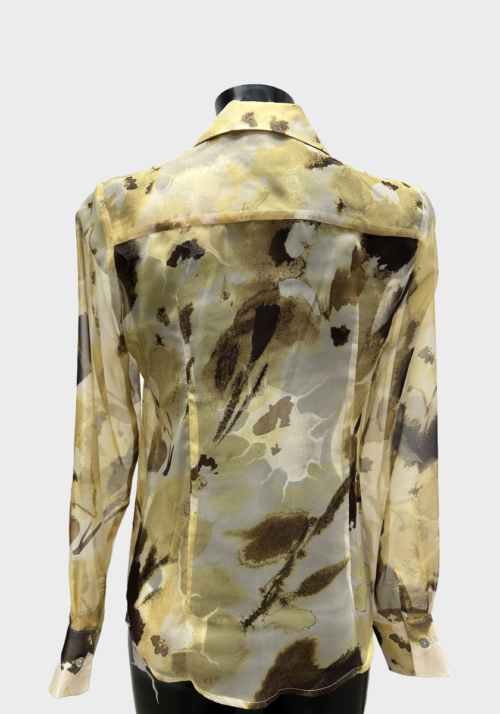 Camicia Fantasia floreale Giallo tenue e Marrone Foto 6