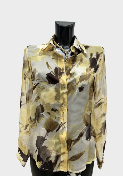 Camicia Fantasia floreale Giallo tenue e Marrone Foto 8