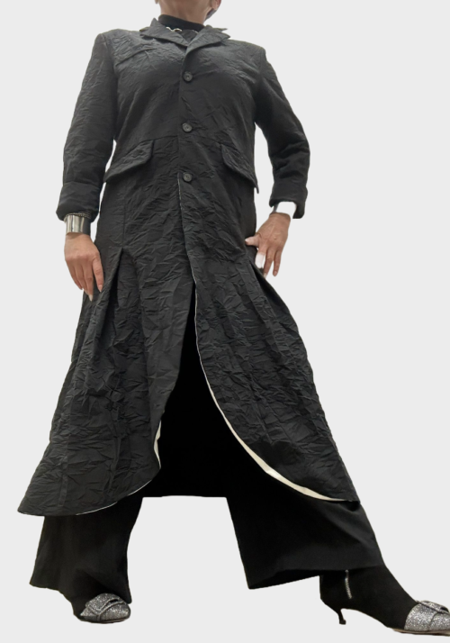 Cappotto lungo nero stropicciato Foto 10