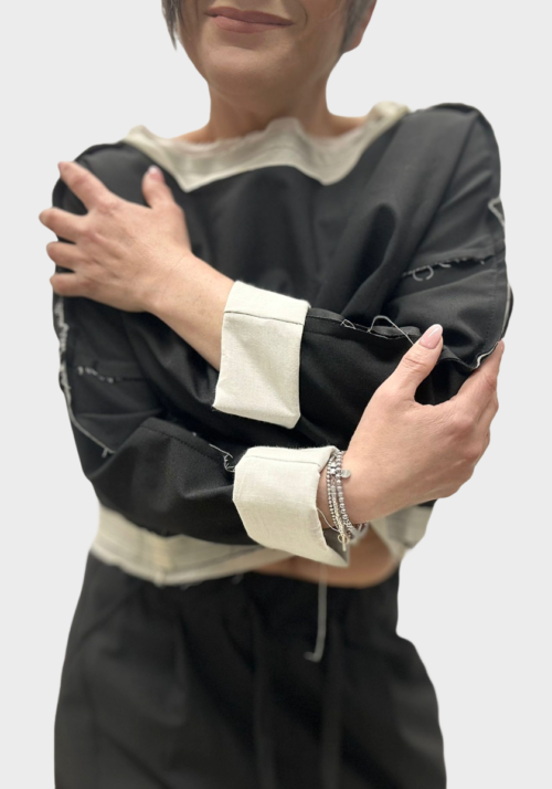 Crop Top Con Cuciture Esterne Foto 5