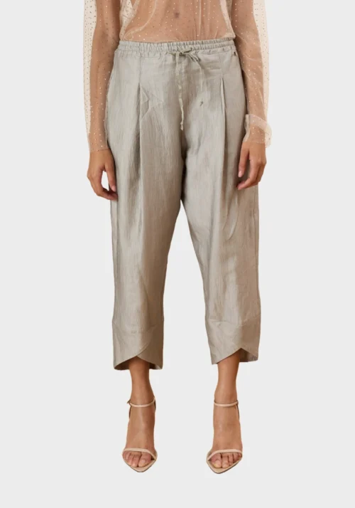 Pantalone in lino sciancrato Foto 6