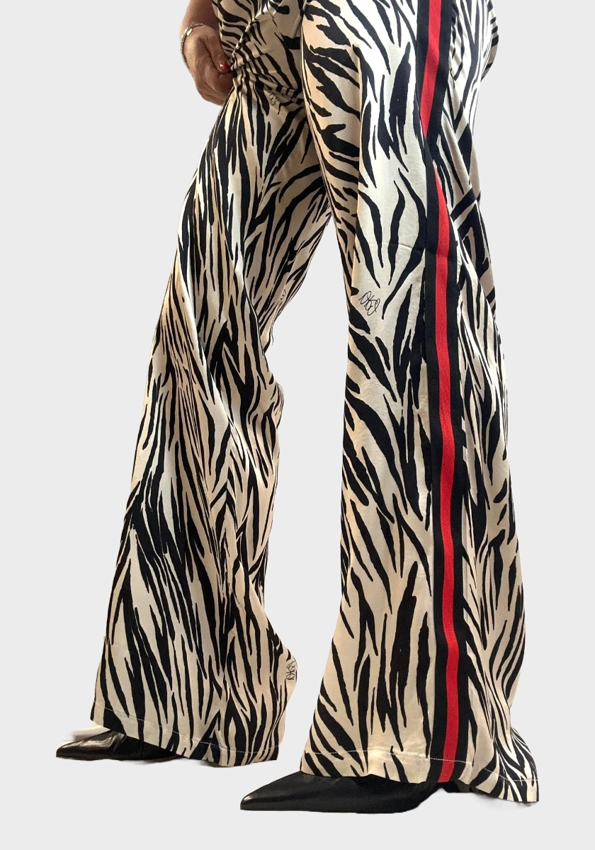 Pantaloni Palazzo in Raso Stampato Ès-se-re di Valentina