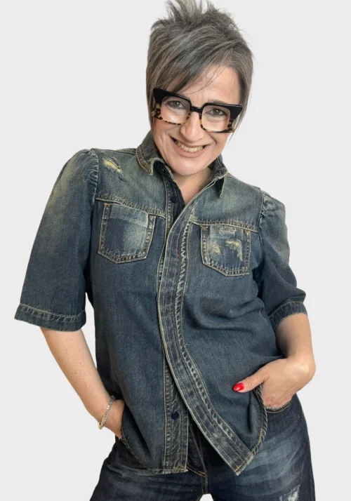 Camicia in Denim di Misto Cotone