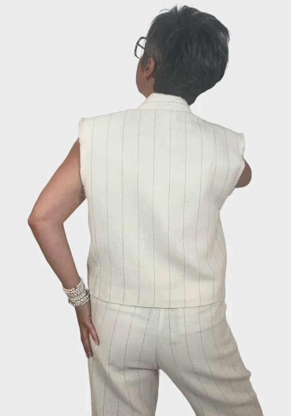 Gilet Bianco Crema a Righe Foto 1 Gilet Bianco Crema a Righe