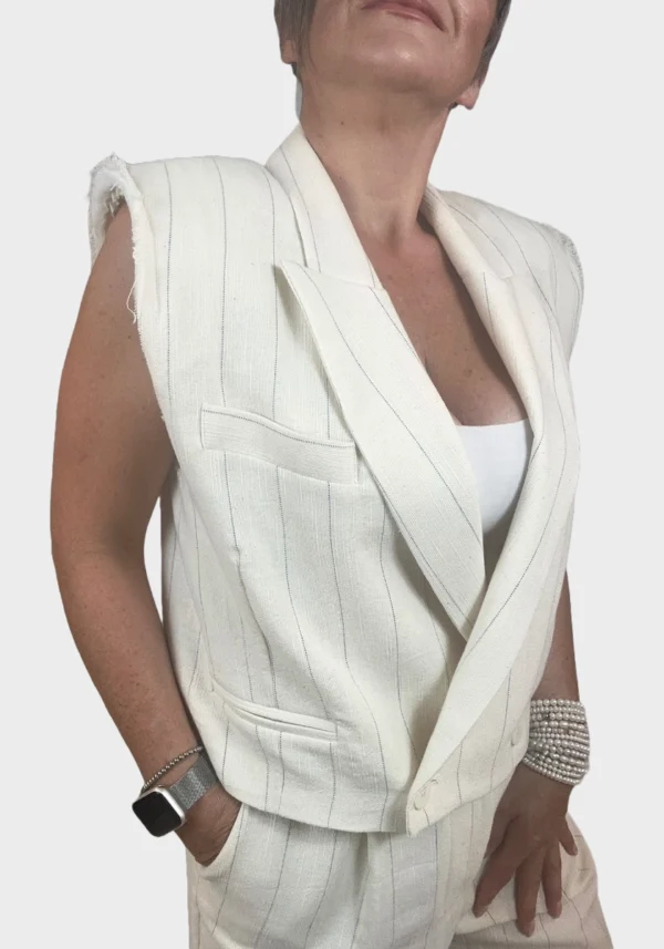Gilet Bianco Crema a Righe Foto 5 Gilet Bianco Crema a Righe