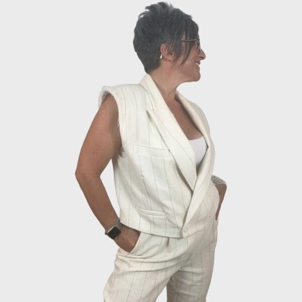 Immagine Prodotto Instagram Pantalone Palazzo Bianco Crema a Righe