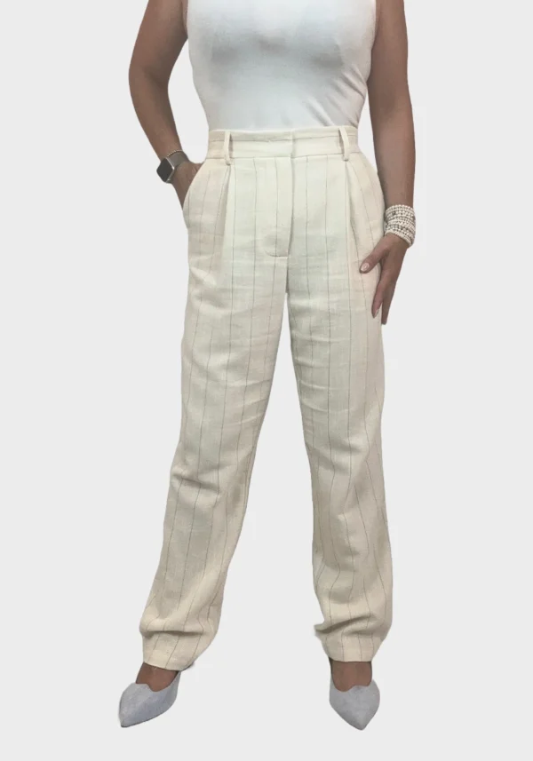 Pantalone Palazzo Crema a Righe Foto 1 Pantalone Palazzo Bianco Crema a Righe