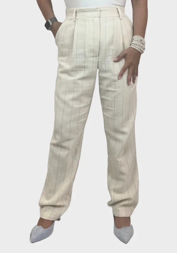Pantalone Palazzo Crema a Righe Foto 3 Pantalone Palazzo Bianco Crema a Righe