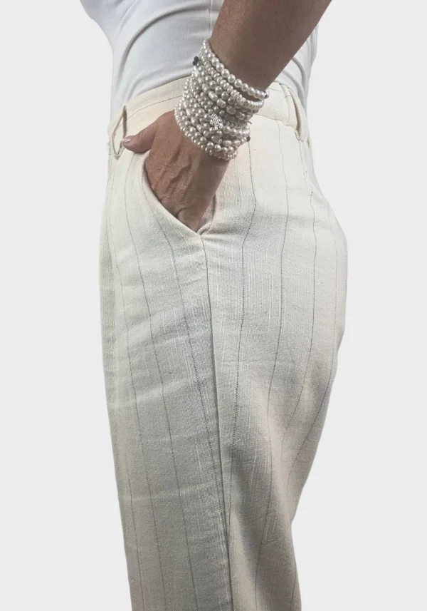 Pantalone Palazzo Crema a Righe Foto 4 Pantalone Palazzo Bianco Crema a Righe