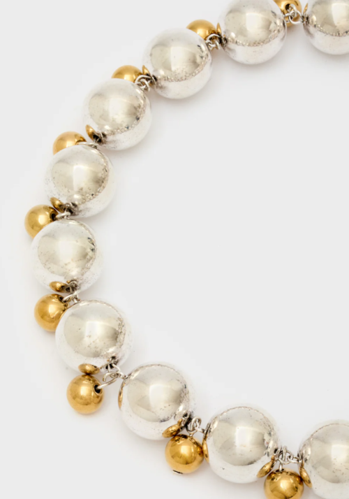 Collana Due Sfere Acc.Ino Oro Argento