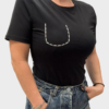 T-Shirt Nera in Cotone con Ricamo Foto 1 T-Shirt Nera in Cotone con Ricamo