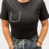 T-Shirt Nera in Cotone con Ricamo Foto 2 T-Shirt Nera in Cotone con Ricamo