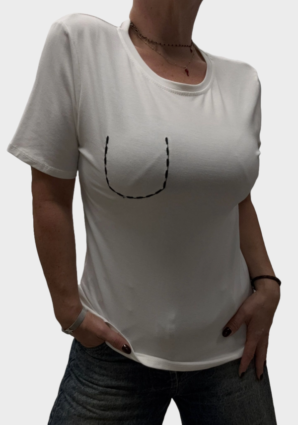 T-Shirt in Cotone con Ricamo Foto 2 T-Shirt in Cotone con Ricamo Bianca