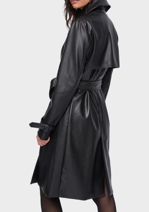 Trench nero in similpelle