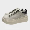 Sneaker a Cassetta in Pelle con Dettagli in Glitter Foto 4 Sneaker a Cassetta in Pelle con Dettagli in Glitter