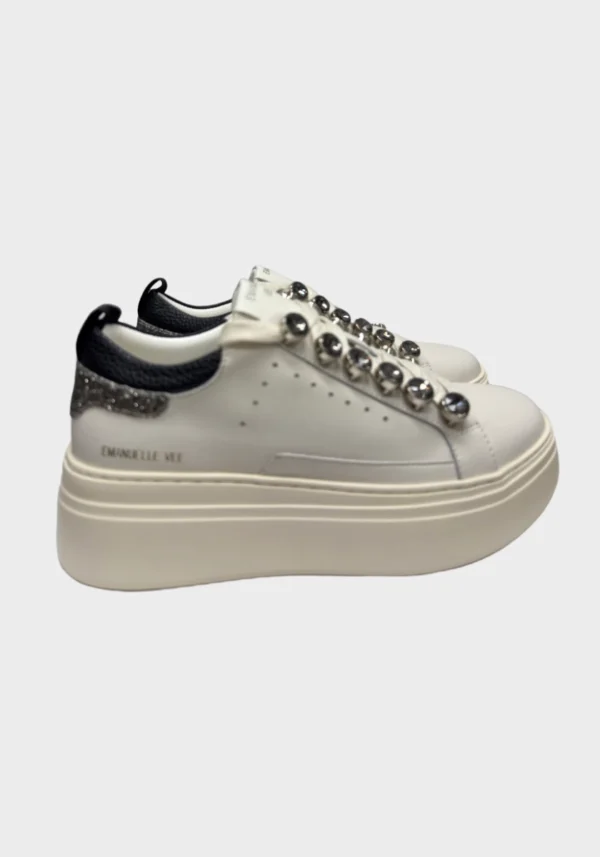 Sneaker a Cassetta in Pelle con Dettagli in Glitter Foto 5 Sneaker a Cassetta in Pelle con Dettagli in Glitter