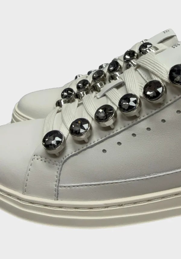 Sneaker a Cassetta in Pelle con Dettagli in Glitter Foto 6 Sneaker a Cassetta in Pelle con Dettagli in Glitter